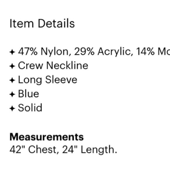 Magaschoni | Wool Blend Blue Sweater Long Sleeve Men’s Crewneck Small - Picture 5 of 6